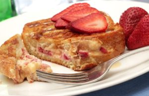 A delicious sweet breakfast: Stuffed French toast with fruit