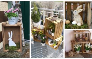 They took a wooden box and made it into a stunning spring decoration – Decorations that you just put in front of the door