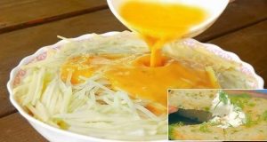 Tasty potato relish with egg yolk and spring onions: A simple, but above all fantastic recipe!