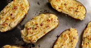 Delicious, crispy and aromatic baked potatoes stuffed with “bryndza” and herbs