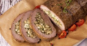 Aromatic homemade minced meat, stuffed with herb fry