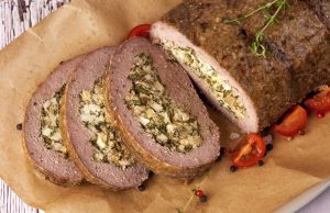 Aromatic homemade minced meat, stuffed with herb fry