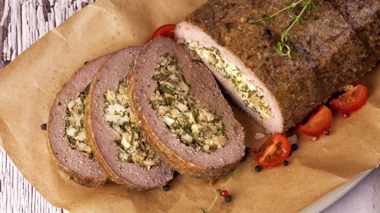 Aromatic homemade minced meat, stuffed with herb fry