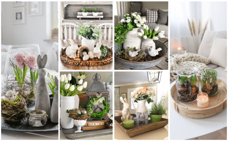 Great ideas on how to use ordinary trays to create decorations for spring