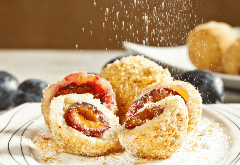 Traditional plum balls from potato dough – like from grandma