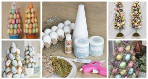 Spring decorations made from polystyrene cone for a few crowns