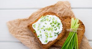 Homemade cottage cheese spread with spring onions