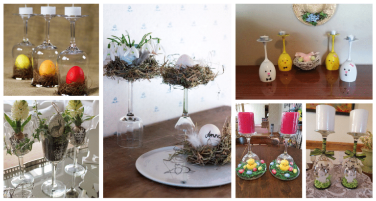 Just turn the bottom up and you have a beautiful spring decoration – Wine glass decoration