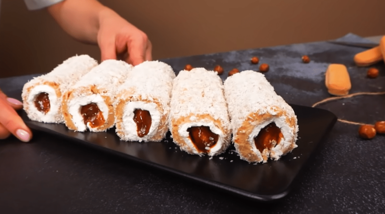 Fantastic coconut rolls filled with sponge cake – Try this goodness!
