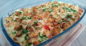 Baked chicken with pasta and cheese: a tasty and quick recipe!