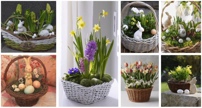Magical spring decorations: the basis is a simple wicker basket!