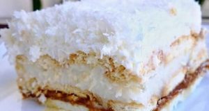 Fluffy coconut dessert with a biscuit base: everyone will love the taste!