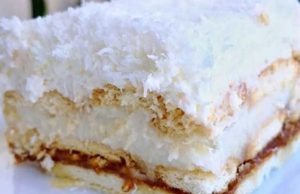 Fluffy coconut dessert with a biscuit base: everyone will love the taste!