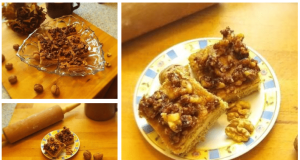 Inspiration for an afternoon coffee! Honey dessert with walnuts