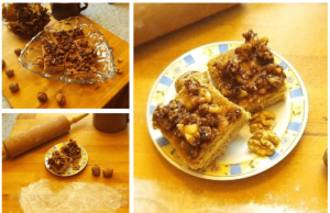 Inspiration for an afternoon coffee! Honey dessert with walnuts