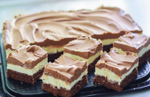Incredibly delicious chocolate dessert with tasty cream