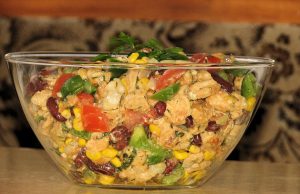 A great recipe for healthy FIT chicken salad with corn and beans without mayonnaise – an excellent choice