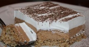 Creamy dessert with nuts, cocoa and cream – Try this delicacy!