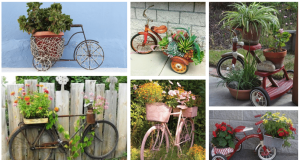 Make use of an old tricycle or bike in this great decorative way in your garden!