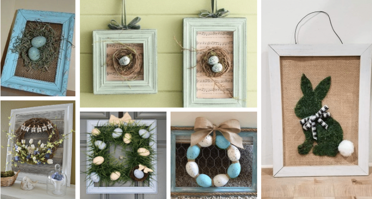 We took an ordinary frame from an old painting and made it into a beautiful Easter decoration!