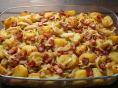 Affordable One-Pan Lunch: Baked Cabbage with Potatoes and Smoked Sausage, Just Like Grandma Used to Make Baked cabbage with potatoes and smoked sausage: an honest one-pan recipe