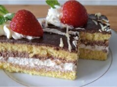 Fluffy Coffee Slices: A Luxurious Combination of Mascarpone and Parisian Whipped Cream Luxurious sponge slices with mascarpone and Parisian whipped cream: a patisserie-style coffee dessert
