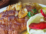 Juicy Upside-Down Pork Schnitzels Baked with Bacon and Onions Juicy upside-down pork schnitzels baked with bacon and onions