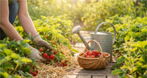 How to Keep Strawberries from Rotting and Make Them Sweet as Honey: 4 Rules for Proper Mulching and Watering in May and June Strawberries in the garden with airy mulch for healthy and sweet fruits