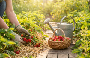 How to Keep Strawberries from Rotting and Make Them Sweet as Honey: 4 Rules for Proper Mulching and Watering in May and June Strawberries in the garden with airy mulch for healthy and sweet fruits