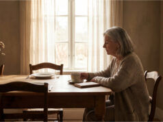I Found a Partner After My Husband’s Death. My Children Couldn’t Forgive Me Marie sits alone at the table, remembering her husband.