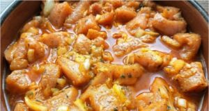 Recipe for Marinated Pork Strips with Curry and Mustard: Meat That Melts in Your Mouth Juicy pork strips marinated with curry and mustard
