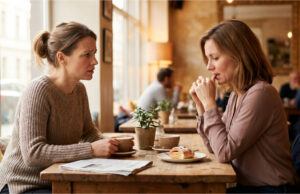 My Best Friend Supported Me Through My Divorce. Then She Started Dating My Ex Lucie and Petra meeting in a café