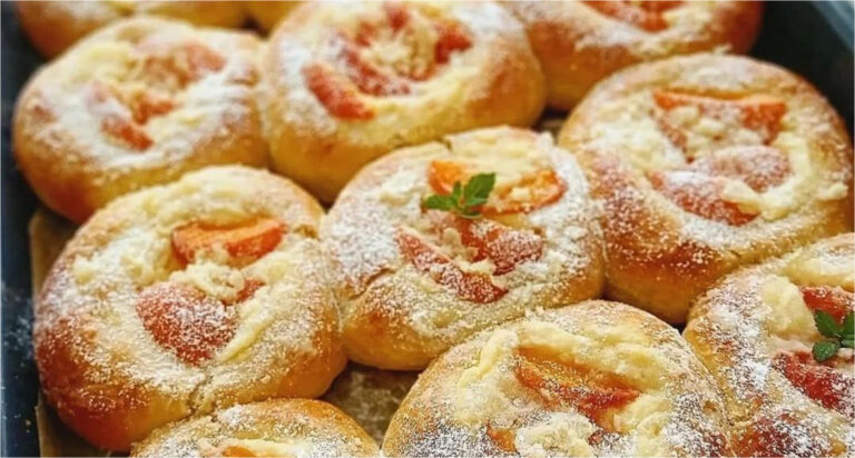 Moist Yeast Buns with Vanilla Pudding, Apricots, and Rum Butter