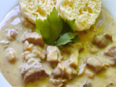 Hearty Creamy Mushroom Sauce with Pork and Homemade Dumplings Hearty creamy mushroom sauce with pork and homemade dumplings