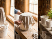 Throw Away Expensive Designer Planters: How to Make Luxurious Plant Covers Using Ordinary Plaster and an Old Towel Shaping the plant pot cover