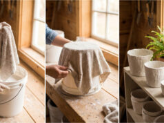 Throw Away Expensive Designer Planters: How to Make Luxurious Plant Covers Using Ordinary Plaster and an Old Towel Shaping the plant pot cover