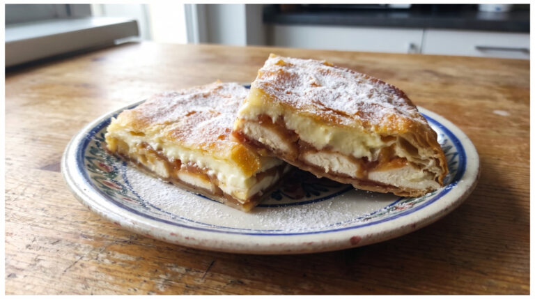 Apple and Custard Puff Pastry Slices: Moist Dessert with Simple Layering