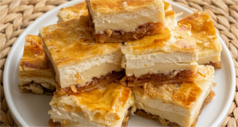 Apple Puff Pastry Cake with Quark and Pudding: Quick Dessert Without Complicated Dough