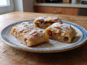 Apple Strudel with Poppy Seeds: Delicate Quark Dough and Juicy Filling Apple strudel with poppy seeds and quark dough on a plate