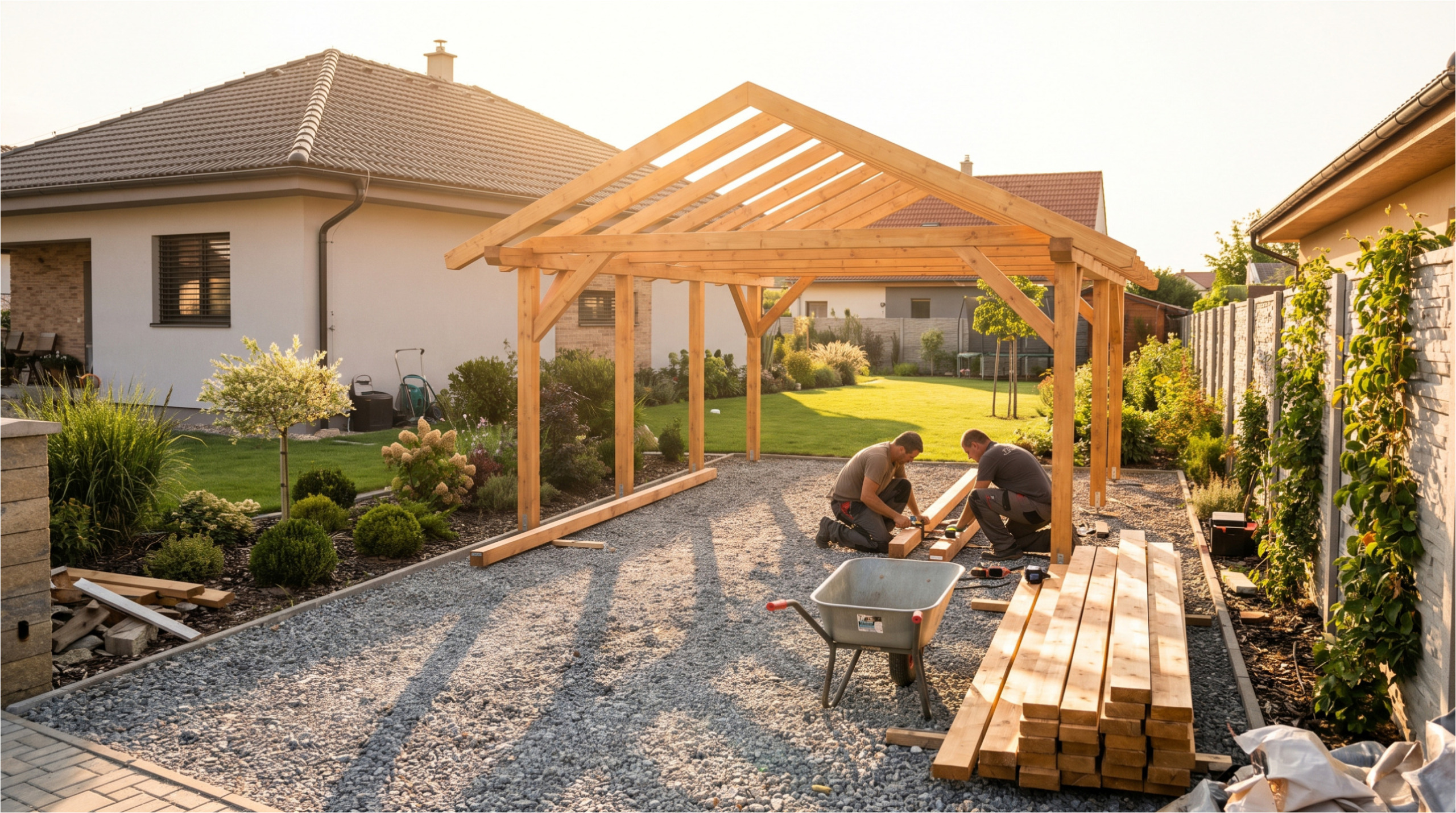 Carport under construction.