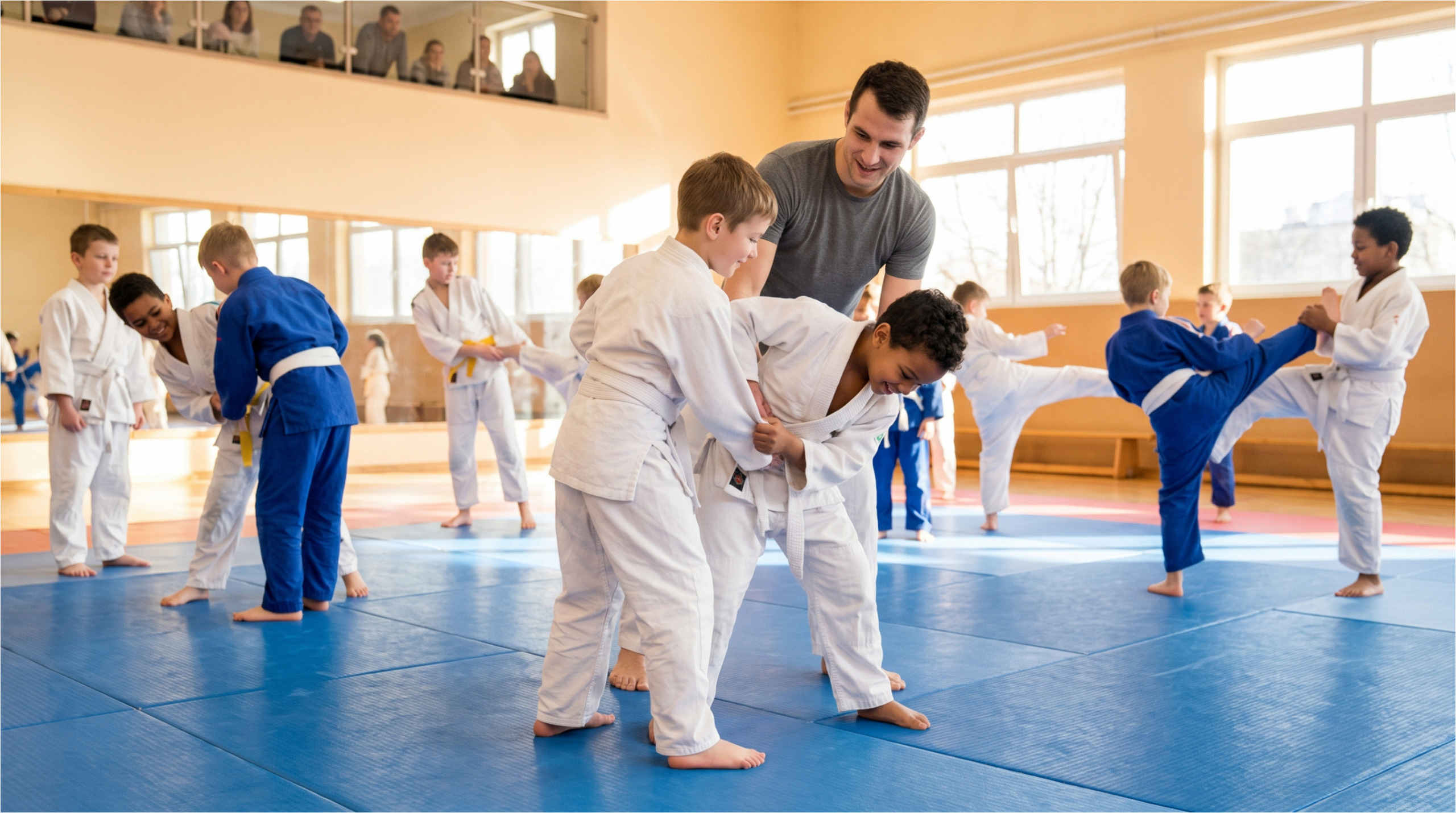Children enjoying martial arts training