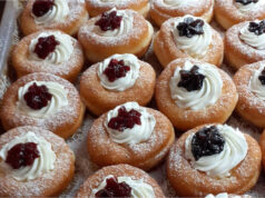 Cream Puff Doughnuts: Fluffy, Delicate and Filled with Whipped Cream and Jam Fluffy cream puff doughnuts filled with whipped cream and jam