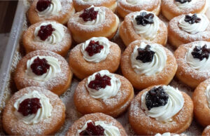 Cream Puff Doughnuts: Fluffy, Delicate and Filled with Whipped Cream and Jam Fluffy cream puff doughnuts filled with whipped cream and jam