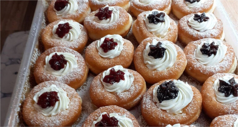 Cream Puff Doughnuts: Fluffy, Delicate and Filled with Whipped Cream and Jam