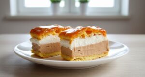 A Confectioner’s Dream on a Tray: Luxurious Caramel Cream Puff in a Simple Version Caramel cream puff tray cake: Traditional dessert without complicated decorating