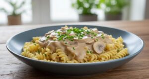 Simple Creamy Mushroom Sauce with Pasta: Recipe for a Hearty Sauce from Fresh Forest Mushrooms Thick creamy mushroom sauce from fresh mushrooms, warming and filling