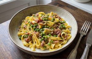Pasta with Sour Cream and Bacon: Creamy Lunch Ready in 15 Minutes Creamy pasta with sour cream, bacon and cherry tomatoes