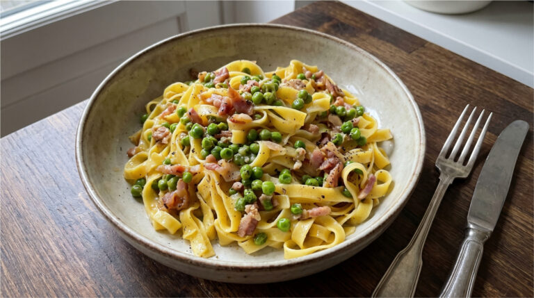 Pasta with Sour Cream and Bacon: Creamy Lunch Ready in 15 Minutes