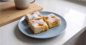 Cup Peach Sponge Cake: Fluffy Creamy Dessert Ready in Minutes Cup peach sponge cake with peaches and cream