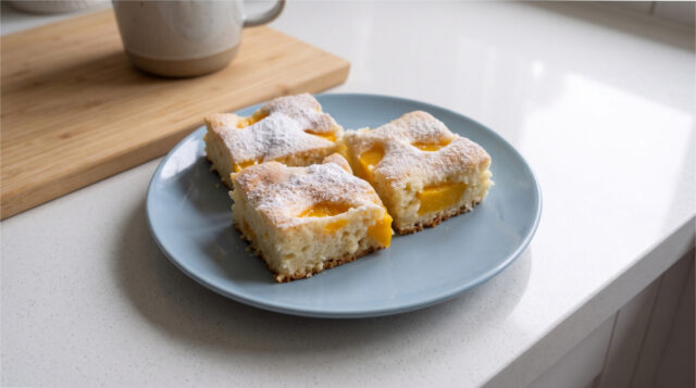 cup-peach-sponge-cake-variation-737 Cup peach sponge cake with peaches and cream